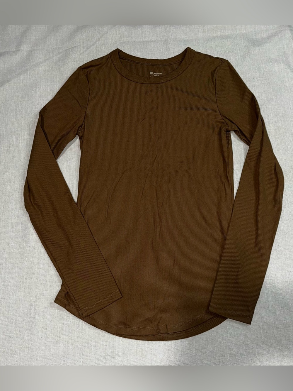 No Boundaries Brown Ribbed Long Sleeve Top